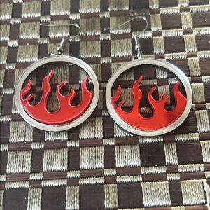 Red Flame Hoop Earrings